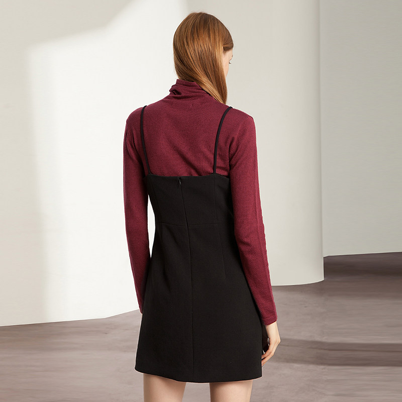 梦芭莎春秋新款韩版高腰修身吊带裙 梦芭莎连衣裙