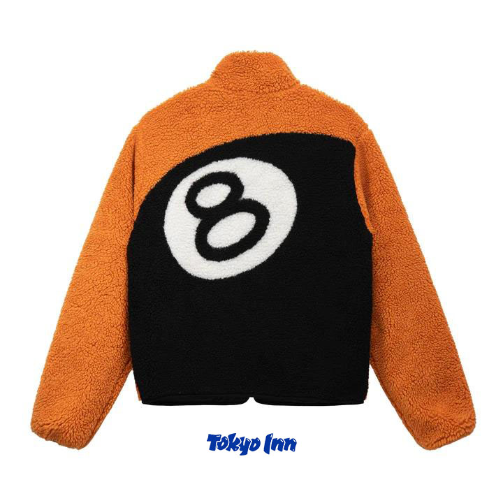 订购 Stussy 22AW 8 BALL SHERPA JACKET 黑8 双面摇粒绒夹克外套 - 图2