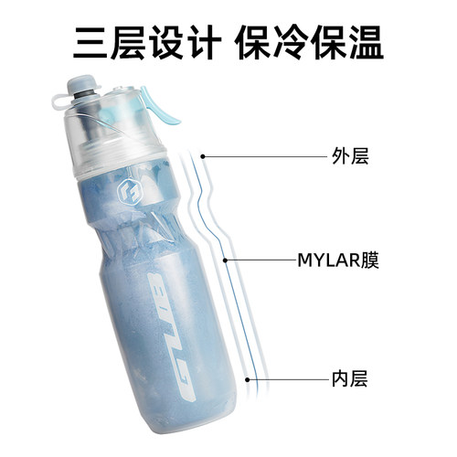 GUB保冷喷雾骑行水壶大容量保温公路山地自行车户外运动水杯水瓶 - 图0