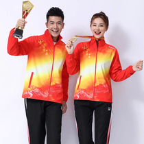 Long sleeve badminton suit Chinese mens and womens martial arts games jacket volleyball appearance in table tennis podium