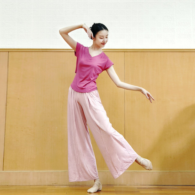 Classical dance body training clothes summer new daily wearable tops backless modern dance short-sleeved dance clothes