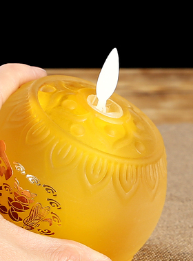 LED琉璃莲花佛字电子蜡烛灯家用