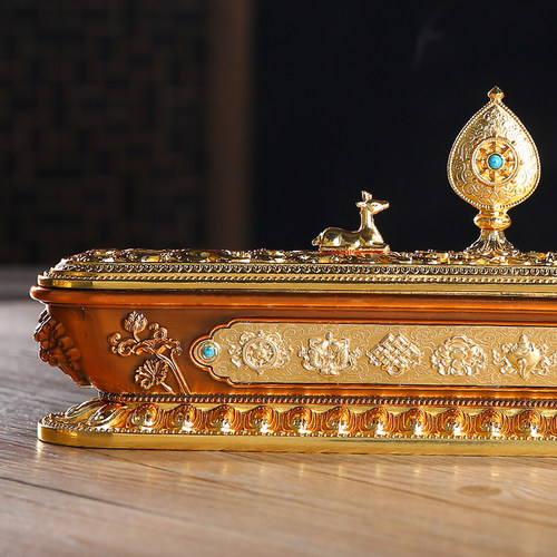 尼泊尔工艺供佛堂龙头卧香炉八吉祥藏式大号线香盒家用室内香薰炉 - 图2