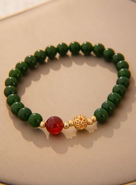 新中式国风绿玉石串珠手链手串女