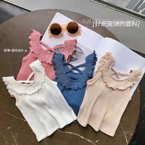 Female baby Summer Soft vest outside wearing harness Ocean Agaric Side Summer elastic t-shirt infant
