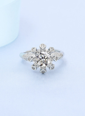 韩版时尚硞石镶钻女神款镀925纯银戒指少女简约甜美求婚订婚钻戒