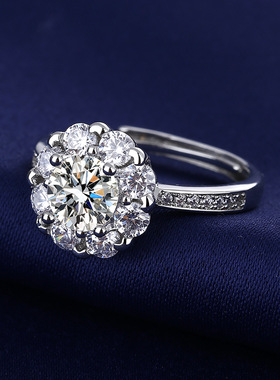 韩版时尚气质太阳花硞石微镶戒指少女简约甜美结婚钻戒情人节礼物