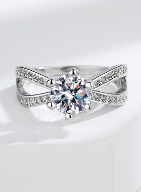 S925镀纯银欧美经典时尚硞石镶钻戒指少女简约甜美结婚订婚戒指