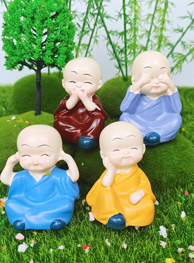 迷你禅意风多肉造景汽车小沙弥