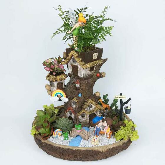 Sky garden succulent green plants micro landscape tree house flower pot
