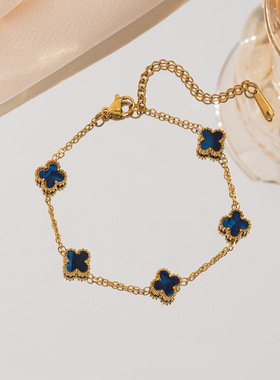 9mm四叶草手链轻奢高级感跨境爆款女士欧美不掉色手饰品小众简约