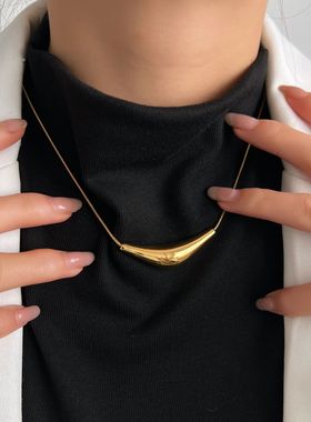 新款百搭个性高级感钛钢项链 气质休闲风几何设计中性毛衣链批发