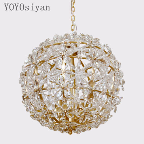 YOYO 水晶花球纯铜吊灯 轻奢现代法式小客厅餐厅卧室衣帽间吊灯 - 图3