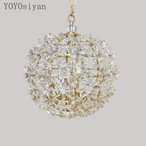 YOYO 水晶花球纯铜吊灯 轻奢现代法式小客厅餐厅卧室衣帽间吊灯 - 图2