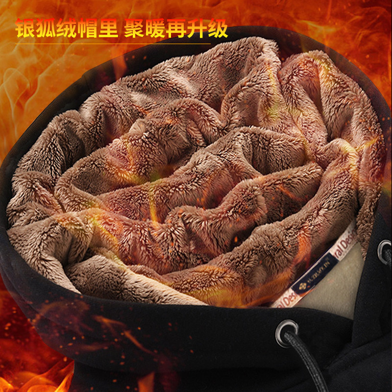 加绒连帽大码宽松男士套头冬装卫衣 汉昭服饰卫衣