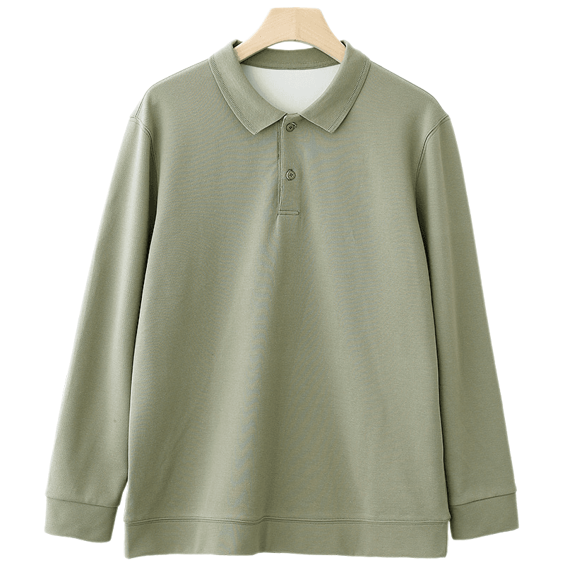 翻领POLO衫男夏季宽松套头潮牌男上衣春夏款纯色长袖打底衫T恤男 - 图3