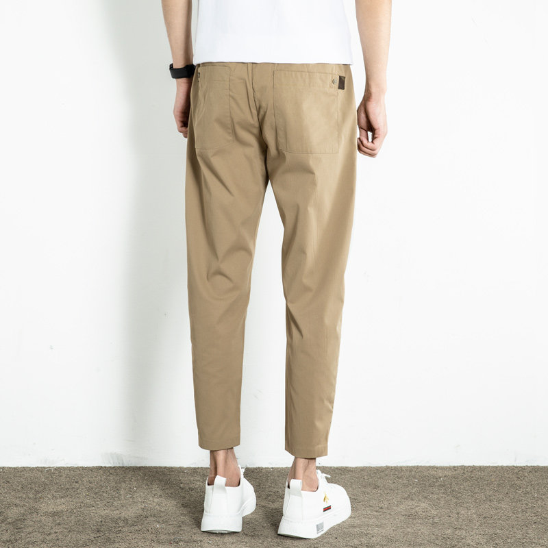 春秋季款卡其色休闲裤男直筒裤宽松抽绳潮流百搭哈伦裤子男九分裤,淘宝优惠券,粉丝福利购,淘宝优惠卷