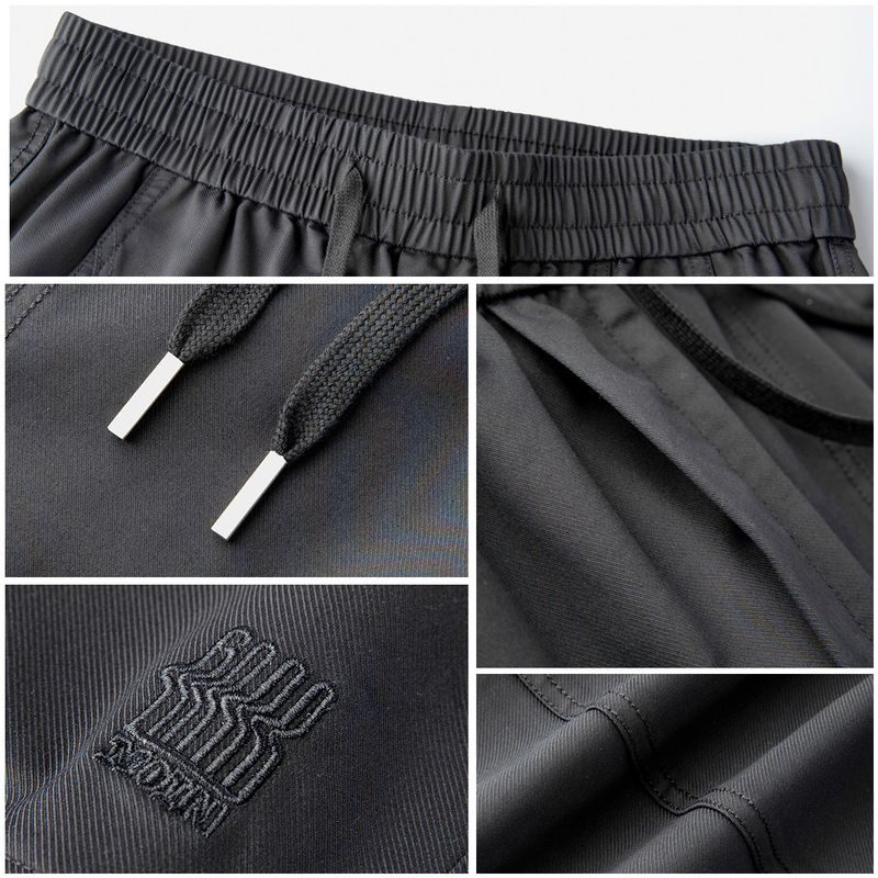 公爵车抽绳工装裤男秋冬季休闲宽松字母刺绣日系潮牌束脚裤子男士 - 图2