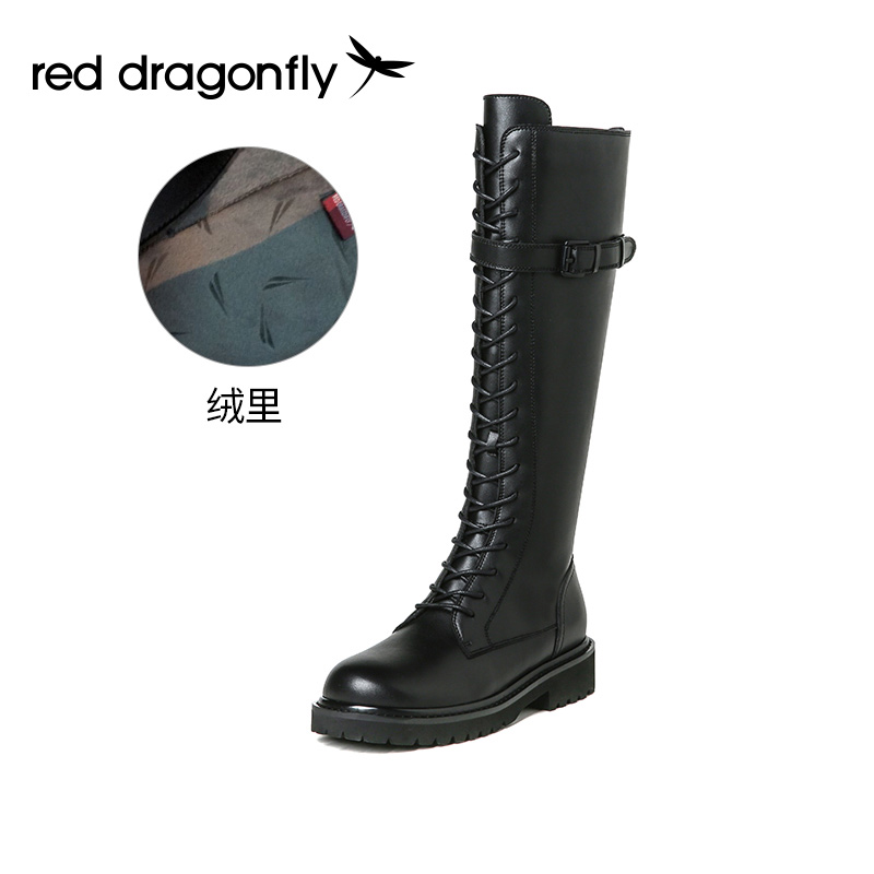 红蜻蜓女鞋官方旗舰店【福利专享】红蜻蜓秋冬女舒适长筒靴时装靴加绒马丁靴女士雪地靴0