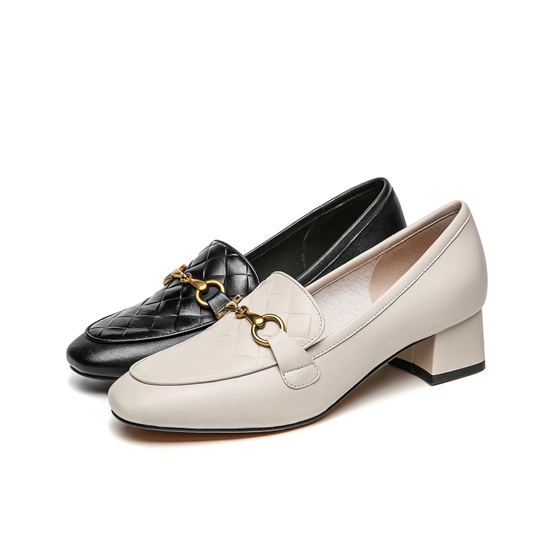 红蜻蜓女鞋官方旗舰店红蜻蜓女鞋秋季新款时尚真皮乐福鞋英伦百搭粗跟小皮鞋羊皮鞋3