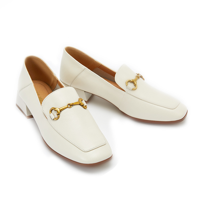 红蜻蜓女鞋官方旗舰店红蜻蜓女鞋春季新款方根英伦小皮鞋舒适中跟方头真皮乐福鞋女3