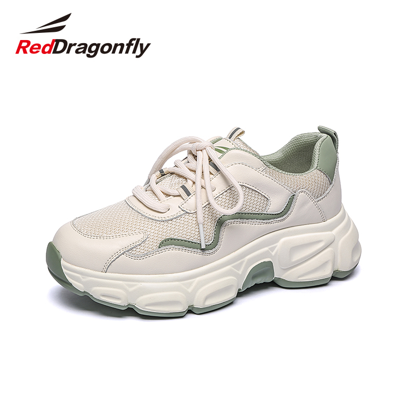 红蜻蜓女鞋官方旗舰店红蜻蜓秋新款老爹鞋女ins网红运动休闲鞋厚底单鞋女百搭鞋子0