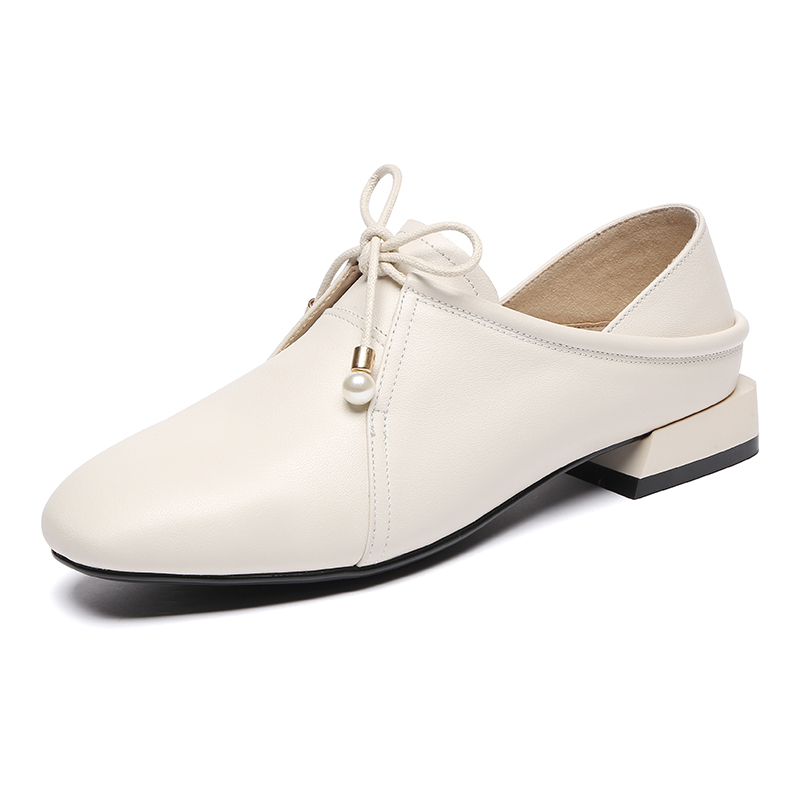 红蜻蜓女鞋官方旗舰店红蜻蜓女鞋春新款粗方根英伦乐福休闲舒适两穿方头单鞋小皮鞋0