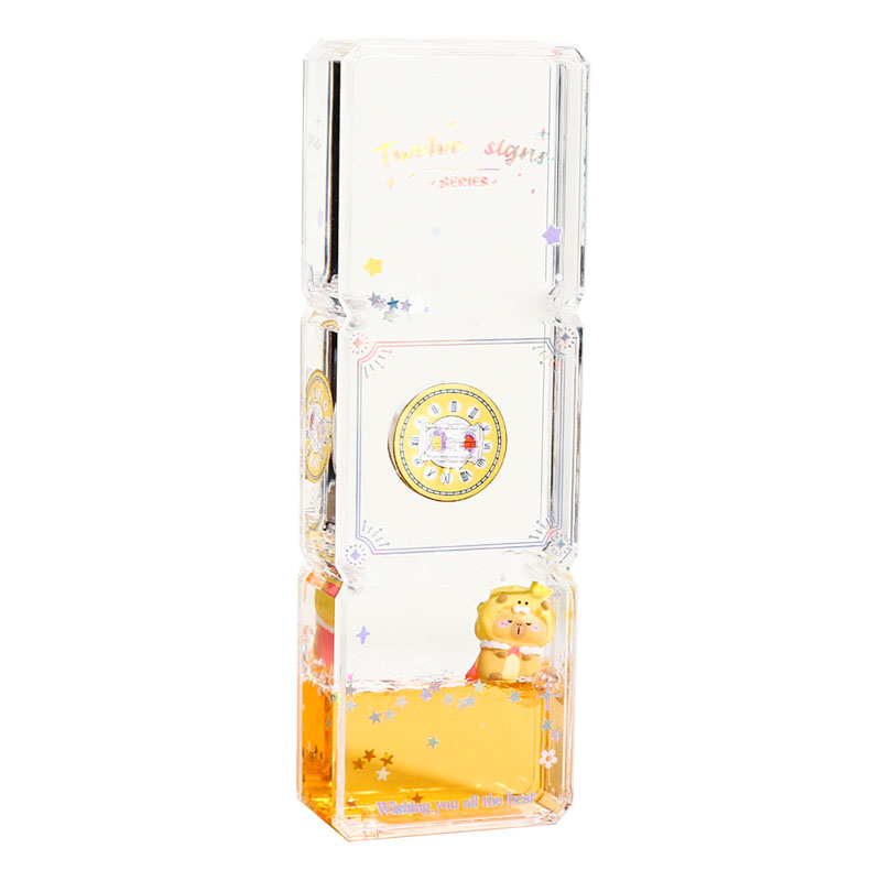 Twelve zodiac signs creative oil leakage toy ornaments healing and decompressing liquid hourglass birthday gift for girls Capibara