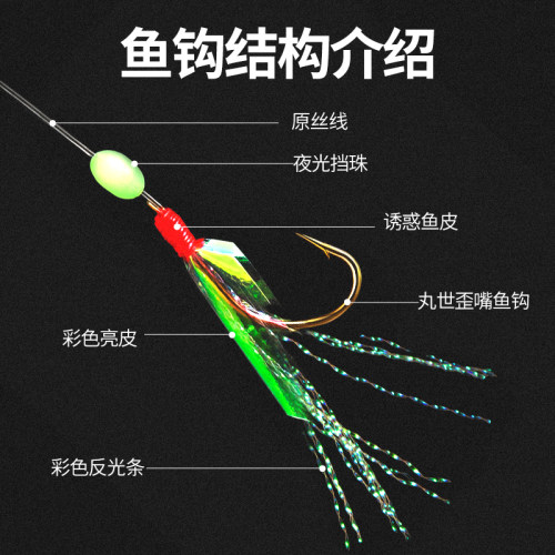 仿生串钩钓组鱼皮虾皮串钩线组路亚翘嘴假饵抛竿套装鲈鱼飞蝇白条 - 图2