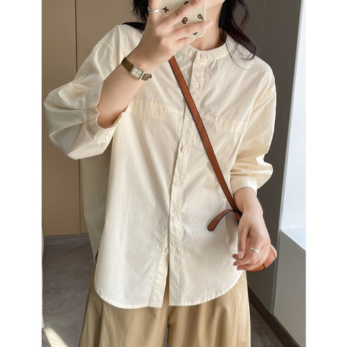 温柔风别致小众短袖衬衫女夏季宽松休闲设计感减龄防晒衬衣上衣潮 - 图0