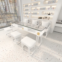 Extremely minimalist white cream Wind beauty A table and chairs Suit Sun Style Net Red Meme Chia Bench Combined Medecine Shop Single Double Trio Table and chairs