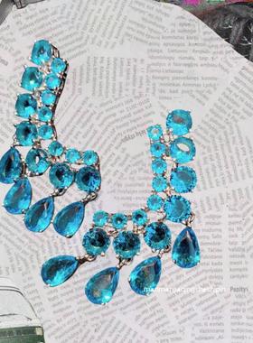 意大利轻奢蓝色爱心宝石项链