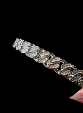 古巴比伦 链条宝石手镯 璨若星河 镀18K金 弧形镂空锆石手镯 叠戴