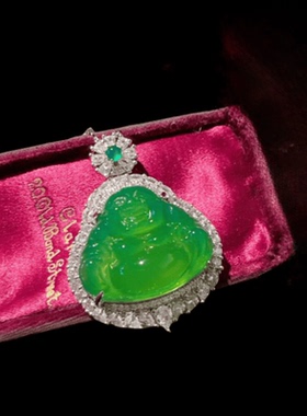 巴西绿玉髓佛公花瓣宝石项链 新中式掐丝錾花绿玉髓锆石手链套装