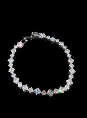 珠宝 矜贵光晕星辰闪钻宝石手链 宴会高定 皇家蓝间钻网球钻链