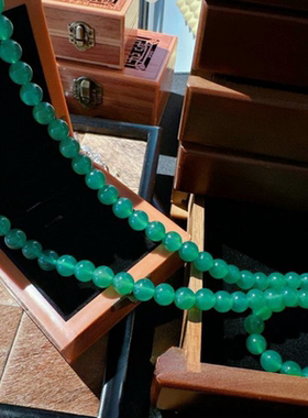 巴西绿玉髓玛瑙串珠项链 富婆的快乐 水灵水灵 108颗串珠毛衣链