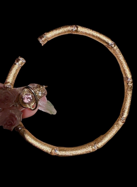 珠宝缱绻繁花豪镶钻金丝拉花缎带手链 晚宴高定 竹节点钻手镯套装