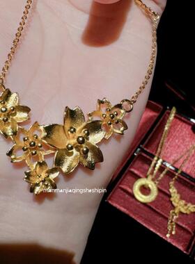 原创设计手工花丝锁骨链吊坠