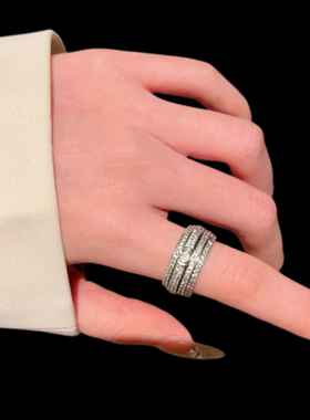 塞纳河畔满天星宝石转动戒指 星河璀璨 镀18K金 多排闪钻锆石戒指