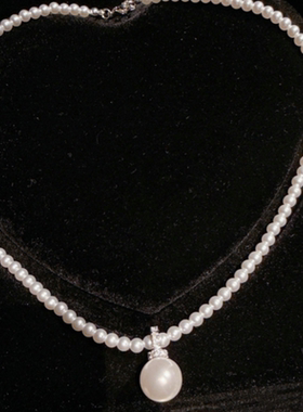 珠宝 澳白色小米珠奶瓶扣头珍珠项链 宴会高定王妃款皇冠贝珠颈链