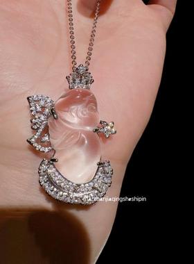 天然水沫玉花仙子吊坠s925银镀金