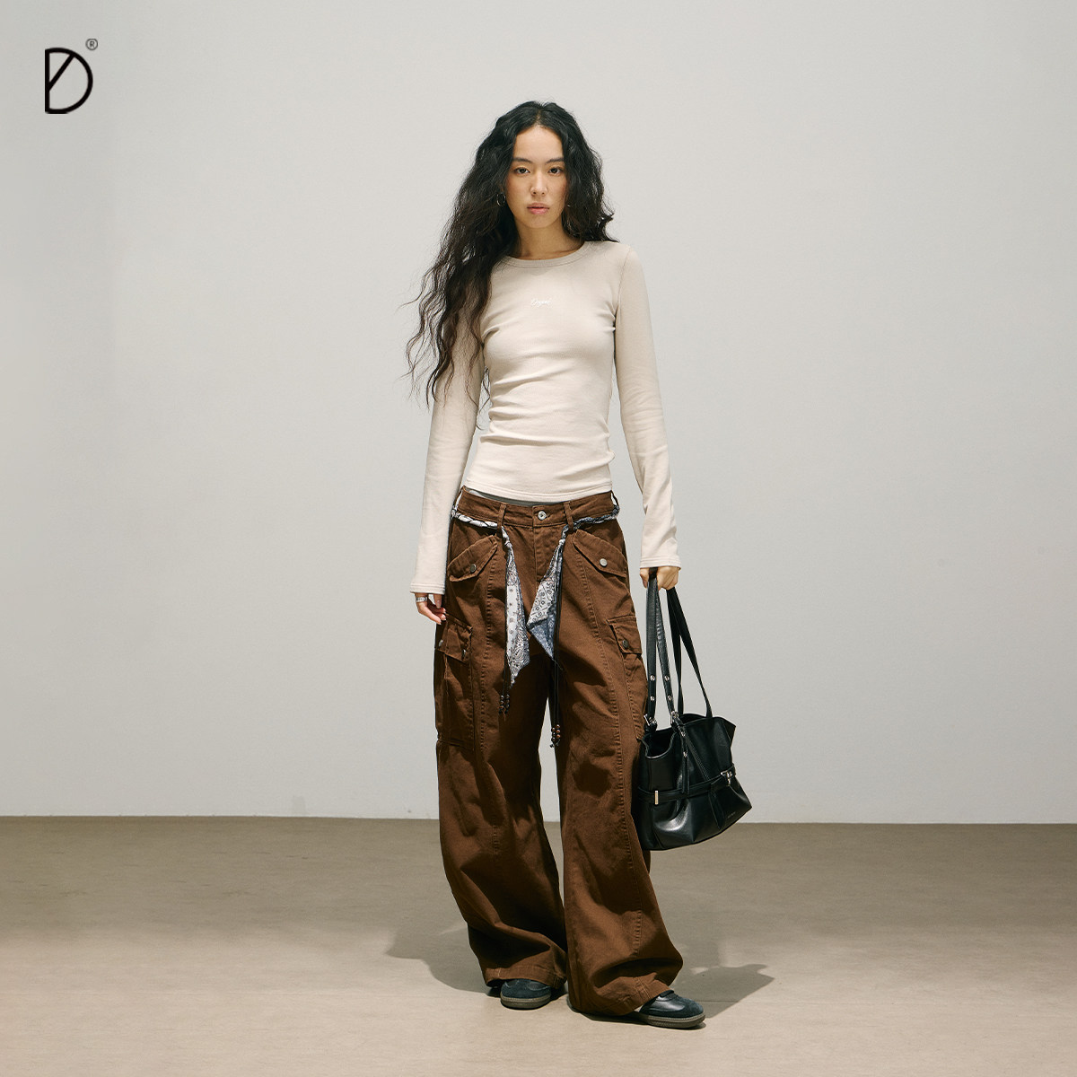 SMILE DDD美式腰果花系带工装裤女弯刀多口袋解构秋冬降落伞裤,淘宝优惠券,粉丝福利购,淘宝优惠卷