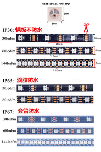 WS2812B灯带5V全幻彩LED跑马流水灯条5050灯珠内置IC编程单点单控 - 图1