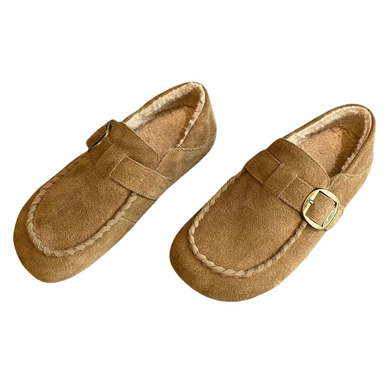 磨砂皮平底加绒勃肯鞋女2025秋冬新款软底舒适保暖一脚蹬豆豆棉鞋,淘宝优惠券,粉丝福利购,淘宝优惠卷