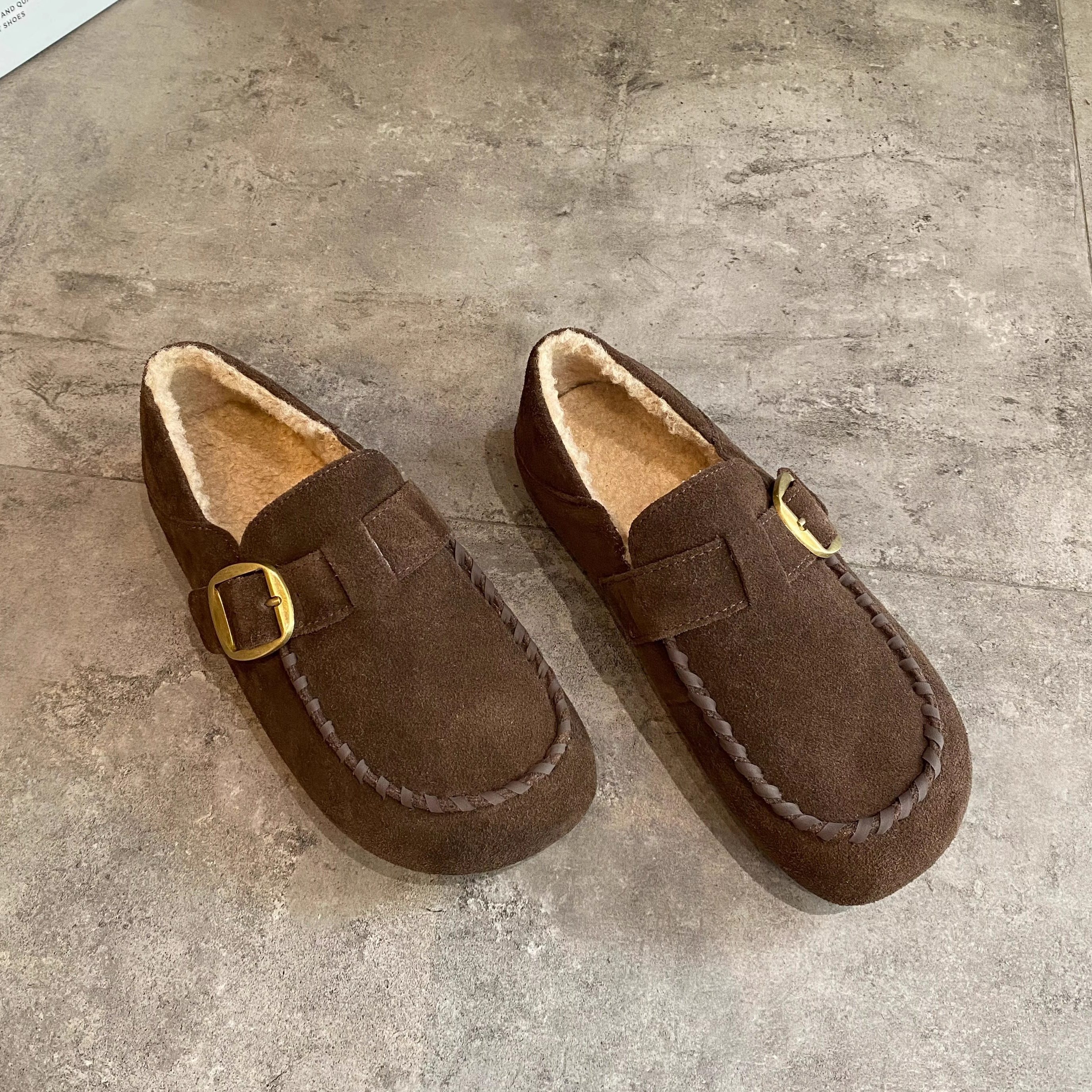 磨砂皮平底加绒勃肯鞋女2025秋冬新款软底舒适保暖一脚蹬豆豆棉鞋,淘宝优惠券,粉丝福利购,淘宝优惠卷