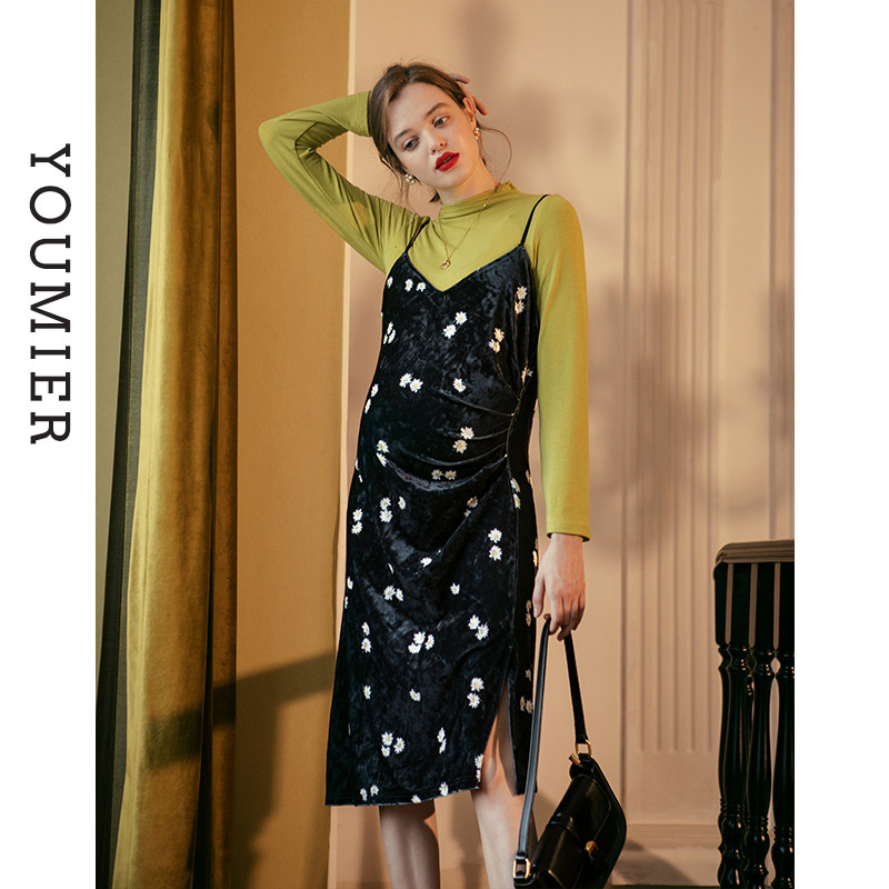 优密儿孕妇装秋冬新款孕妇连衣裙丝绒吊带裙小雏菊孕妇裙,淘宝优惠券,粉丝福利购,淘宝优惠卷