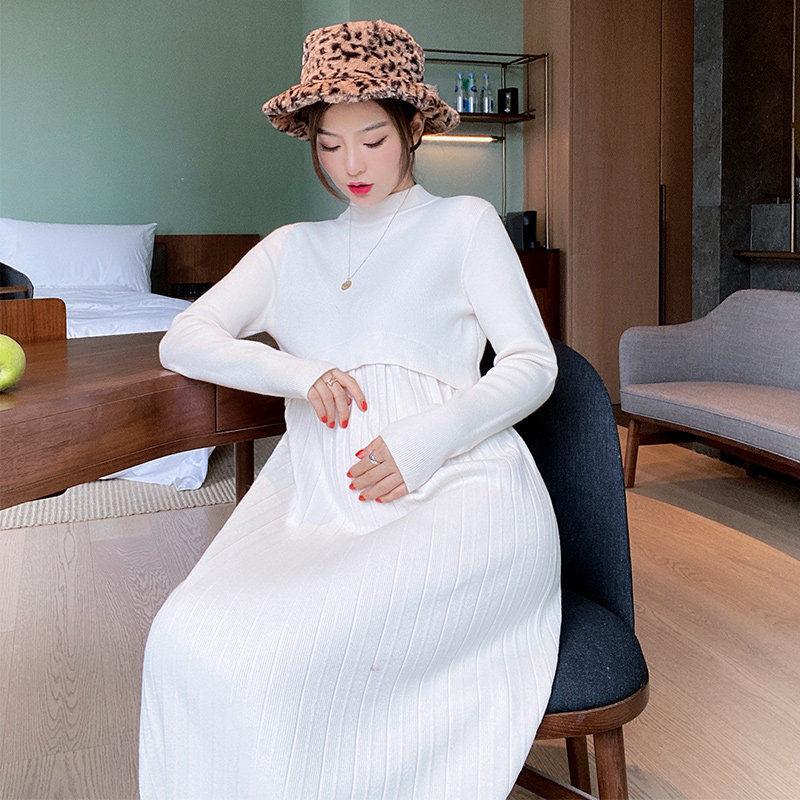 孕妇秋冬长款高领针织优密儿连衣裙 筝华母婴连衣裙