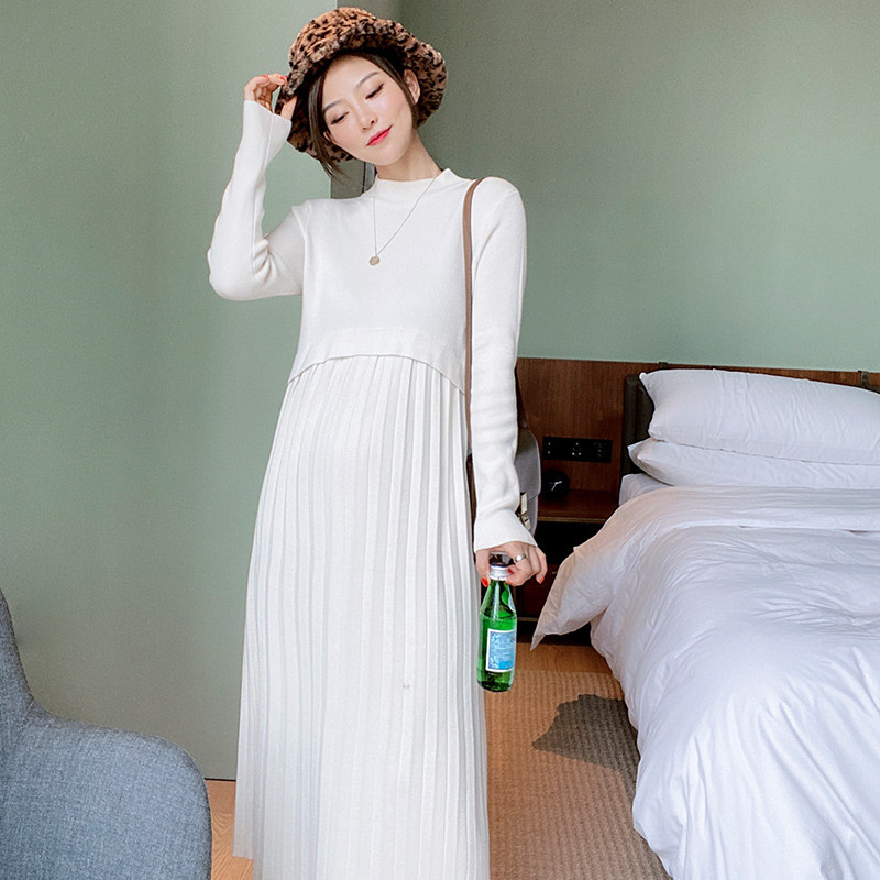 孕妇秋冬长款高领针织优密儿连衣裙 筝华母婴连衣裙