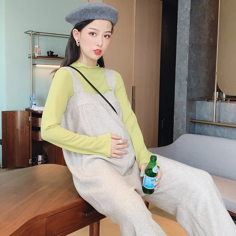 优密儿孕妇装孕妇秋冬针织孕妇裤子 筝华母婴孕妇背带裤