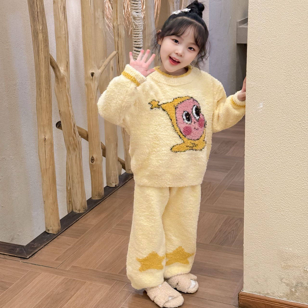 儿童家居服套装2025新款可爱卡通星星人半边绒睡衣加厚保暖亲子装,淘宝优惠券,粉丝福利购,淘宝优惠卷